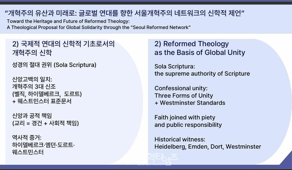 안인섭 교수, 강의 2, 「개혁주의 유산과 미래: 글로벌 연대를 향한 서울 개혁주의 네트워크의 신학적 제언」