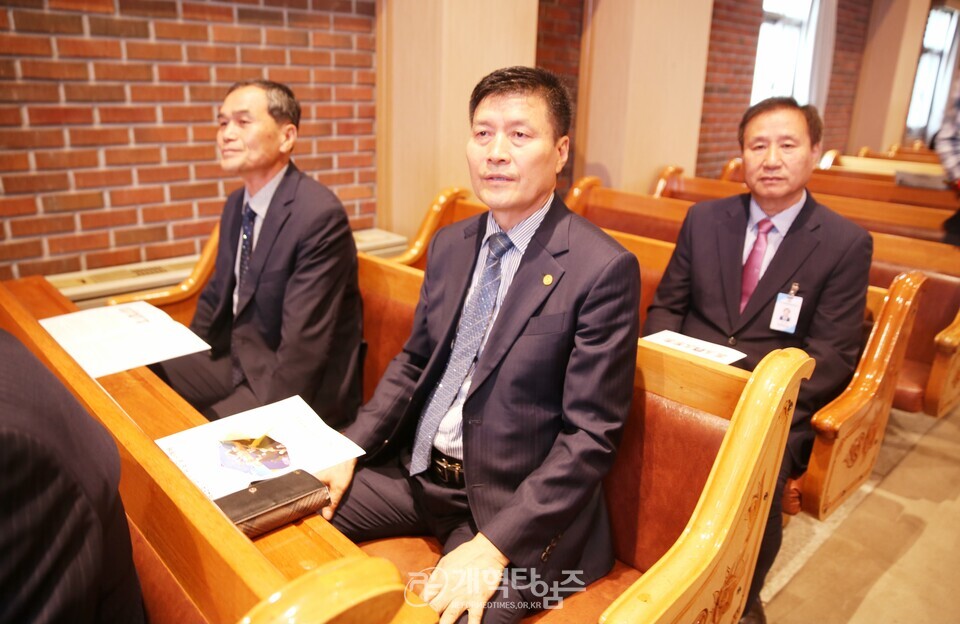 전국남전도회, 제45회기 회장 이ㆍ취임 감사예배 모습